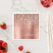 Serviette En Papier Brushed metal rose Gold Pink Glitter Monogram (En situation)
