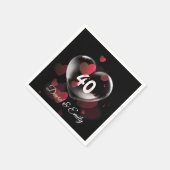 Serviette En Papier Bubble Coeur 40e Anniversaire aux Coeurs Rouges (Coin)