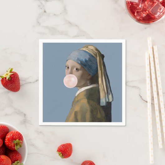 Serviette En Papier Bubble Gum Diva avec oreille perle (En situation)