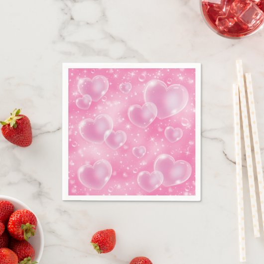 Serviette En Papier Bubble rose Coeurs mignonne Girly 90's Style (En situation)