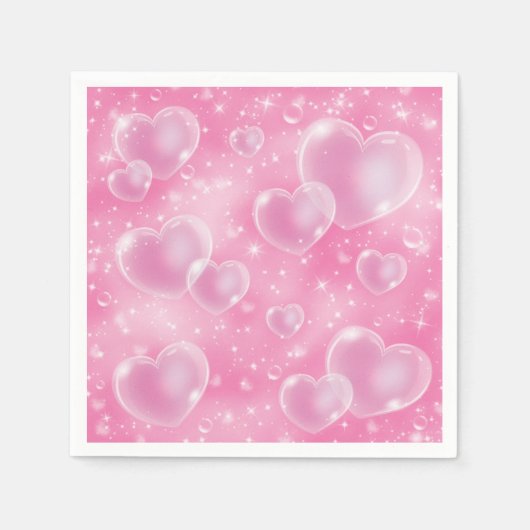 Serviette En Papier Bubble rose Coeurs mignonne Girly 90's Style (Devant)