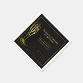 Serviette En Papier Bubbles and Cheers Black Gold 50e fête d'anniversa (Coin)