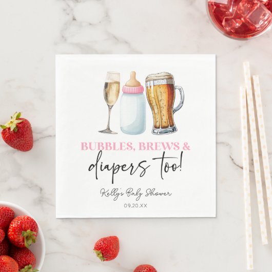 Serviette En Papier Bubbles Brews and Diapers Too! Baby Shower (En situation)