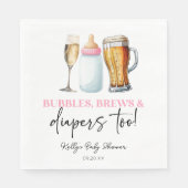 Serviette En Papier Bubbles Brews and Diapers Too! Baby Shower (Devant)