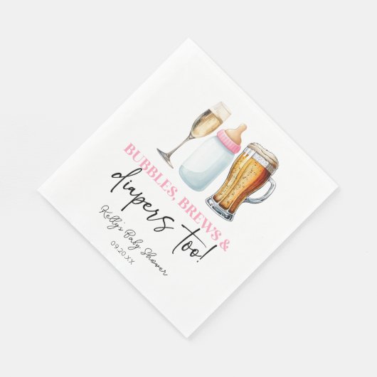 Serviette En Papier Bubbles Brews and Diapers Too! Baby Shower (Coin)