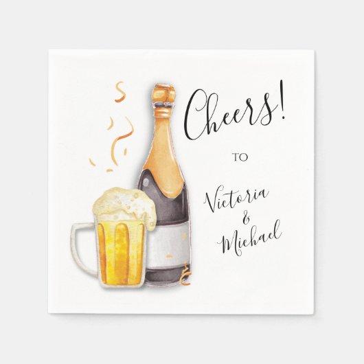 Serviette En Papier Bubbles et brasserie Cheveux Champagne & Bière (Devant)