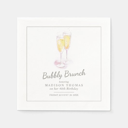 Serviette En Papier Bubbly brunch champagne bulles évènement serviette (Devant)