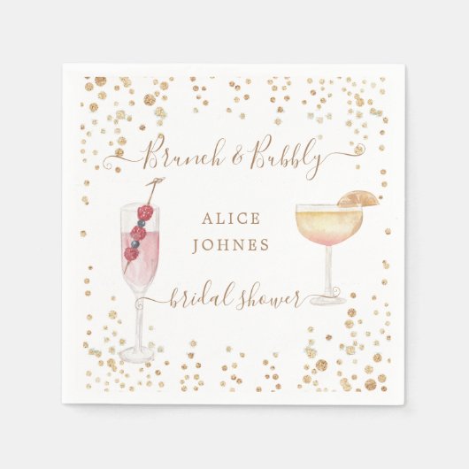 Serviette En Papier Bubbly Cocktails Gold Parties scintillant Bridal B (Devant)