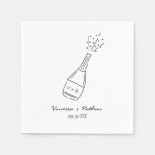 Serviette En Papier Bubbly Popping Champagne Bouteille Mariage Whimsic (Devant)