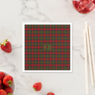 Serviette En Papier Buccleuch Tartan officiel avec monogramme / initia