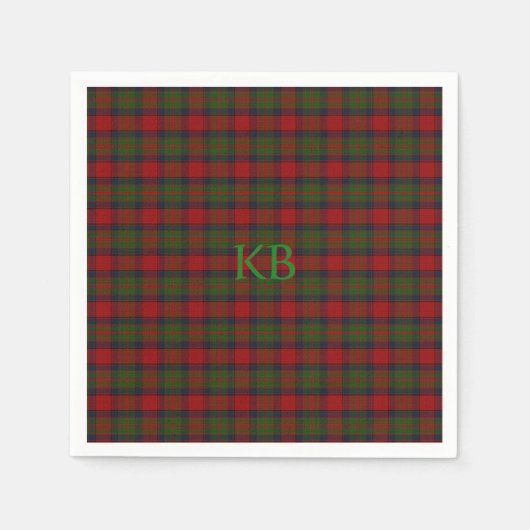 Serviette En Papier Buccleuch Tartan officiel avec monogramme / initia (Devant)