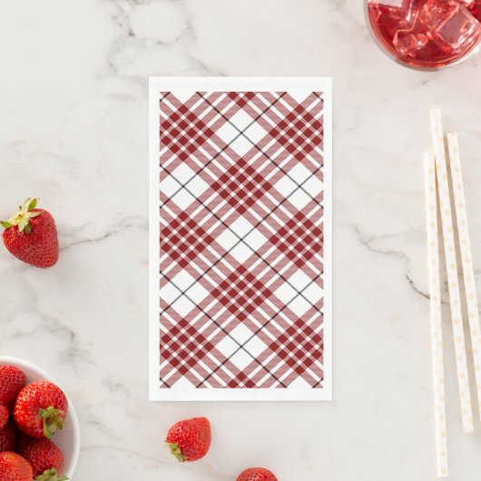 Serviette En Papier Buchanan tartan rouge blanc plaid (En situation)