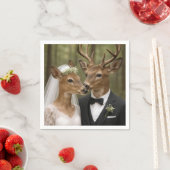 Serviette En Papier Buck and Doe Deer Wedding In Forest (En situation)