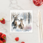 Serviette En Papier Buck and Doe In Winter Woods (En situation)