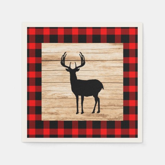 Serviette En Papier Buck Deer Silhouette Buffalo Bois Plaid (Devant)