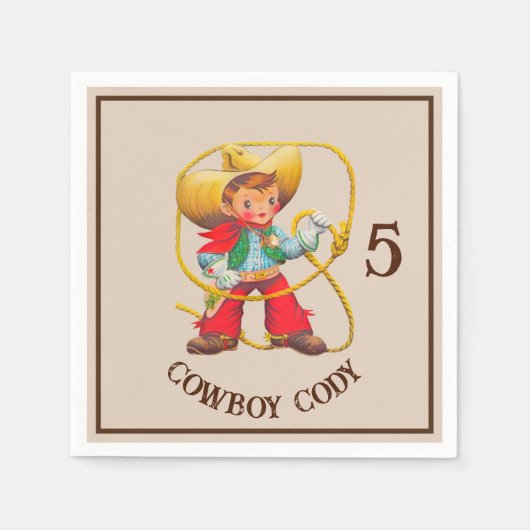 Serviette En Papier Buckaroo Cowboy's Birthday Nom et âge (Devant)