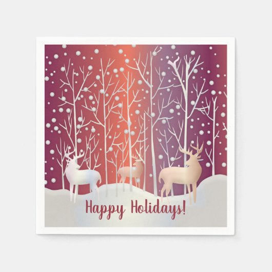 Serviette En Papier Bucks, arbres et neige Abstraits (Devant)