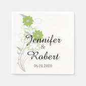 Serviette En Papier Budding Romance dans le Mariage vert Napkin (Devant)