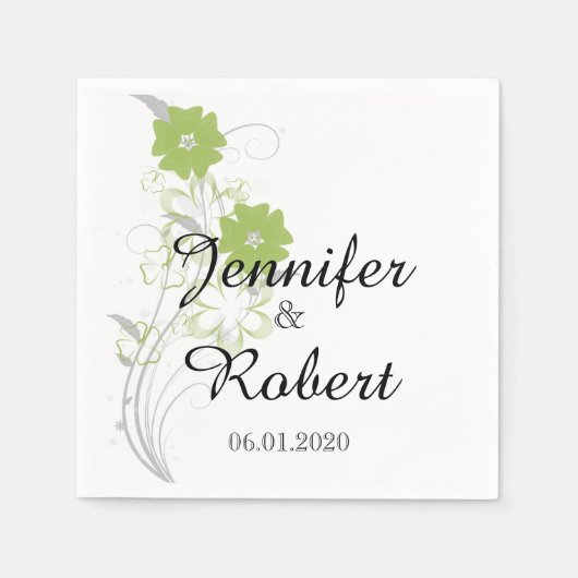 Serviette En Papier Budding Romance dans le Mariage vert Napkin (Devant)