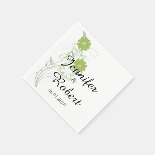Serviette En Papier Budding Romance dans le Mariage vert Napkin (Coin)