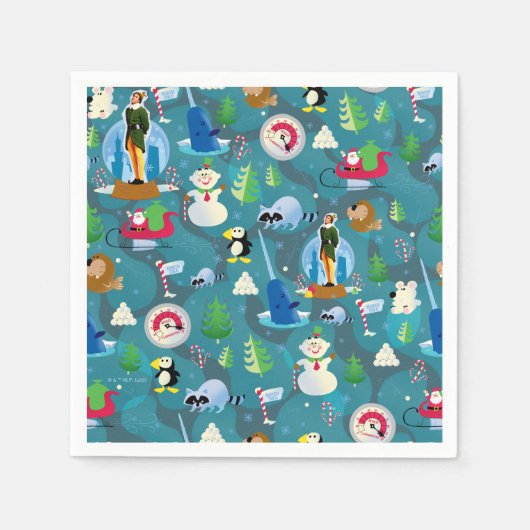 Serviette En Papier Buddy l'elfe et personnages Motif Turquoise (Devant)