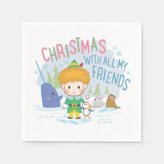 Serviette En Papier Buddy l'Elfe Noël avec tous mes amis (Devant)