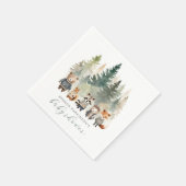 Serviette En Papier Budget Baby shower d'aquarelle des bois (Coin)