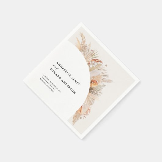 Serviette En Papier budget bohème terre cuite pampas herbe mariage (Coin)