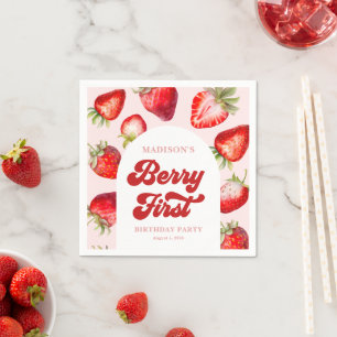 Serviette En Papier Budget moderne Boho fraise Berry 1er anniversaire