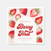 Serviette En Papier Budget moderne Boho fraise Berry 1er anniversaire (Devant)