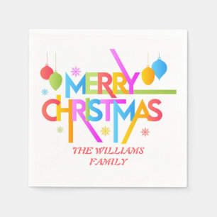 Serviette En Papier Budget moderne Joyeux Noël Holiday 2 Photo
