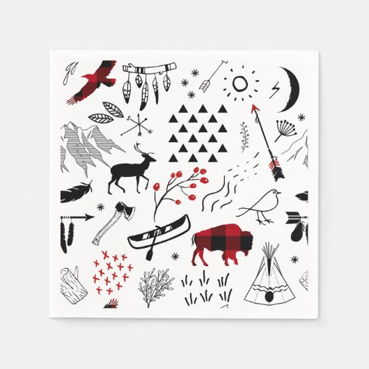 Serviette En Papier Buffalo Adventures Black and Red Plaid ID599 (Devant)