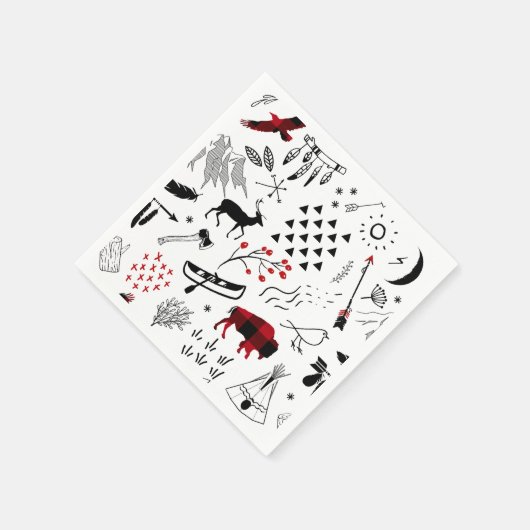 Serviette En Papier Buffalo Adventures Black and Red Plaid ID599 (Coin)