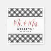 Serviette En Papier Buffalo Check noir blanc Mariage Cocktail personna (Devant)