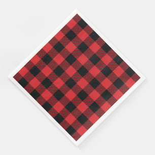 Serviette En Papier Buffalo Check Red et Black Holiday