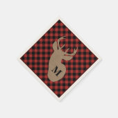 Serviette En Papier Buffalo Plaid and Burlap Monogram Deer (Coin)