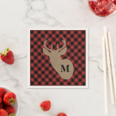 Serviette En Papier Buffalo Plaid and Burlap Monogram Deer (En situation)