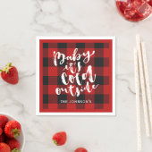 Serviette En Papier Buffalo Plaid Brush Script Il fait froid dehors No (En situation)