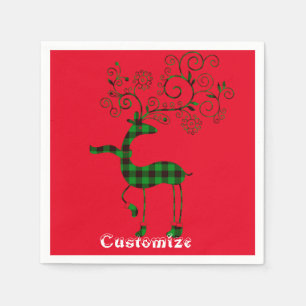 Serviette En Papier Buffalo Plaid Christmas Deer Thunder_Cove