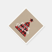 Serviette En Papier Buffalo Plaid Christmas Tree Kraft Monogramme (Coin)