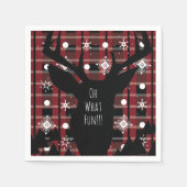 Serviette En Papier Buffalo Plaid Deer Snowflakes Noël (Devant)