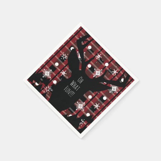 Serviette En Papier Buffalo Plaid Deer Snowflakes Noël (Coin)