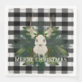 Serviette En Papier Buffalo Plaid Festin Reindeer Noël (Devant)