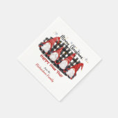 Serviette En Papier Buffalo Plaid Gnome Salutation de Noël (Coin)