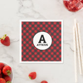 Serviette En Papier Buffalo Plaid Lumberjack Simple Nom Monogramme (En situation)