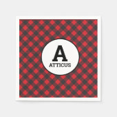 Serviette En Papier Buffalo Plaid Lumberjack Simple Nom Monogramme (Devant)