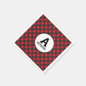 Serviette En Papier Buffalo Plaid Lumberjack Simple Nom Monogramme (Coin)