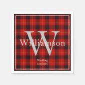 Serviette En Papier Buffalo Plaid Monogramme Noël (Devant)