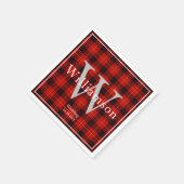 Serviette En Papier Buffalo Plaid Monogramme Noël (Coin)