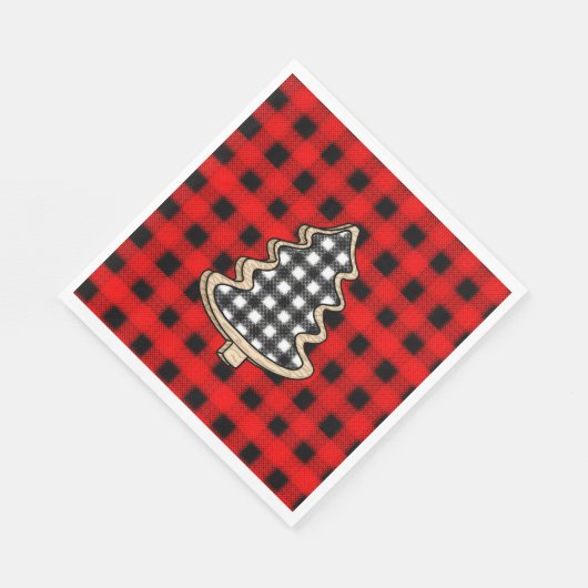 Serviette En Papier Buffalo Plaid, Red En vichy sapins de Noël (Coin)
